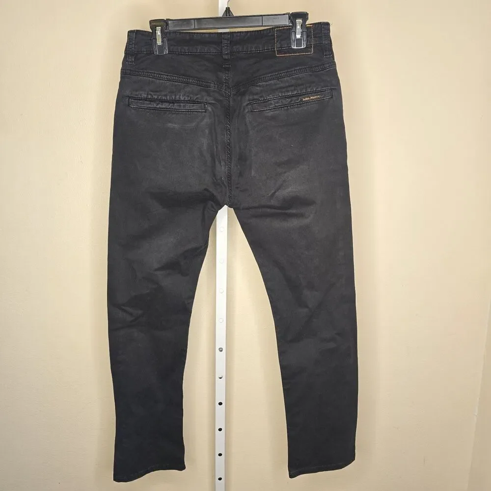 Nudie Jeans Co. 31x30 Slim Adam Black Organic Cotton Twill Chino Garment Dyed